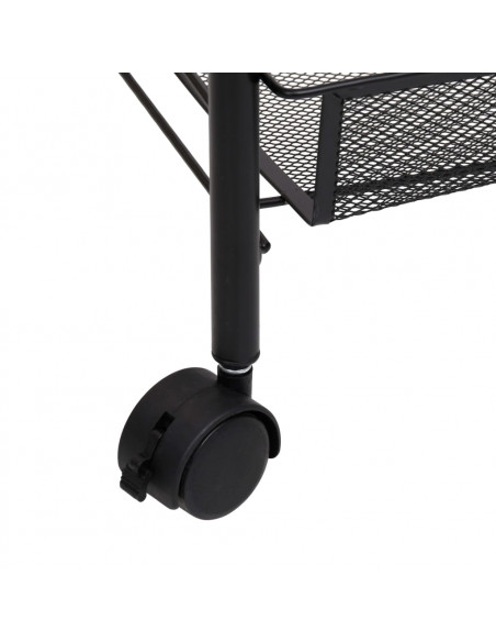 Carrello da Cucina con 4 Ripiani Nero 46x26x64 cm in Ferro