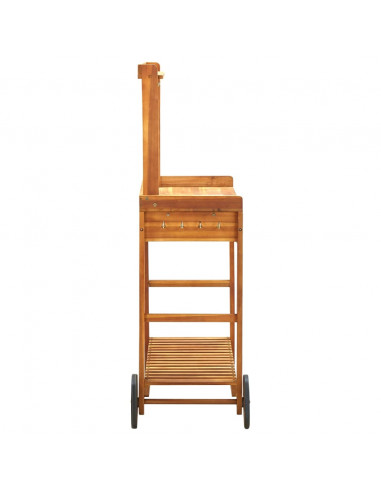 Carrello da Cucina da Giardino in Acacia 92x43,5x141,5 cm