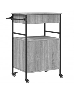 Carrello da Cucina Grigio Sonoma 56x43x89,5cm Legno Multistrato