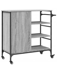 Carrello da Cucina Grigio Sonoma 87,5x38,5x84,5 cm Multistrato