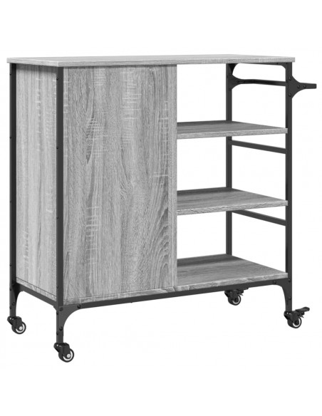 Carrello da Cucina Grigio Sonoma 87,5x38,5x84,5 cm Multistrato