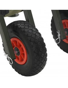 Carrello da Pesca Verde con 2Ruote Acciaio Verniciato a Polvere