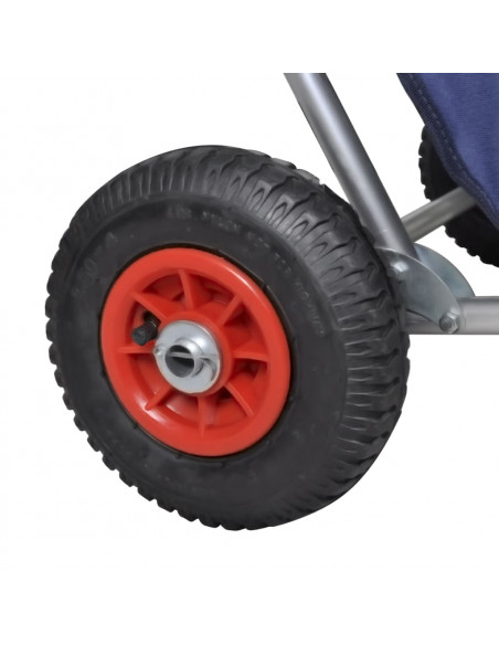 Carrello per la Spiaggia con Ruote Portatile Pieghevole Blu