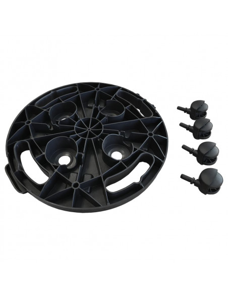 Carrello per Piante con Ruote Diametro 30 cm Nero 170 kg