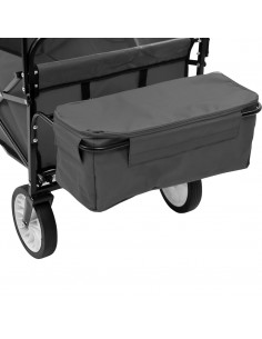 Carrello Pieghevole a Mano con Tettuccio in Acciaio Grigio