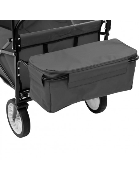 Carrello Pieghevole a Mano con Tettuccio in Acciaio Grigio