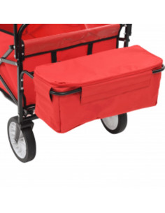 Carrello Pieghevole a Mano con Tettuccio in Acciaio Rosso