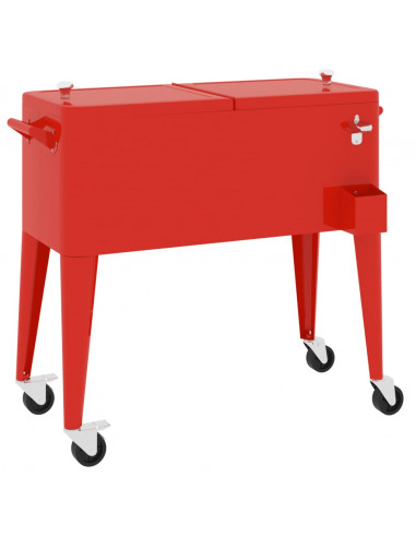 Carrello Porta Ghiaccio su Ruote Rosso 92x43x89 cm