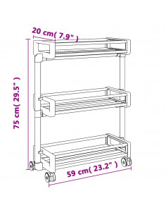 Carrello Portaoggetti 59x20x75 cm in Alluminio