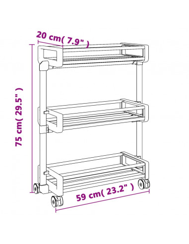 Carrello Portaoggetti 59x20x75 cm in Alluminio