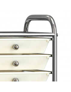 Carrello Portaoggetti Mobile con 10 Cassetti Bianco in Plastica