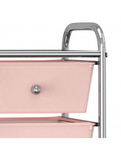 Carrello Portaoggetti Mobile con 4 Cassetti Rosa in Plastica
