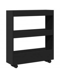 Carrello Portaoggetti Stretto a 3 Livelli Nero in Truciolato