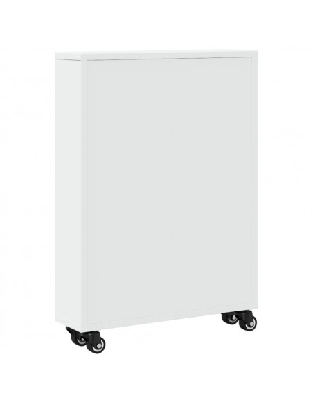 Carrello Portaoggetti Stretto Bianco 48x13x68 cm in Truciolato