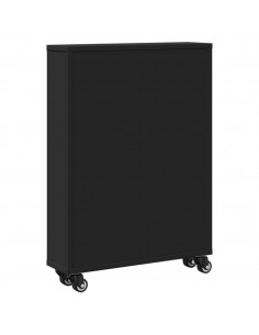 Carrello Portaoggetti Stretto Nero 48x13x68 cm in Truciolato