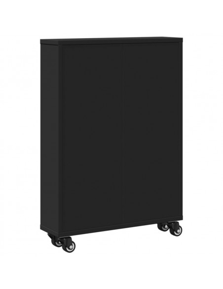 Carrello Portaoggetti Stretto Nero 48x13x68 cm in Truciolato