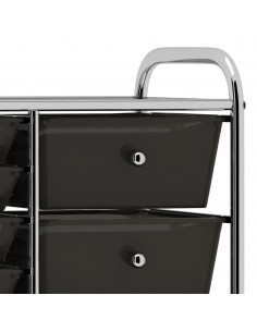 Carrello Portaoggetti XXL con 15 Cassetti Nero in Plastica