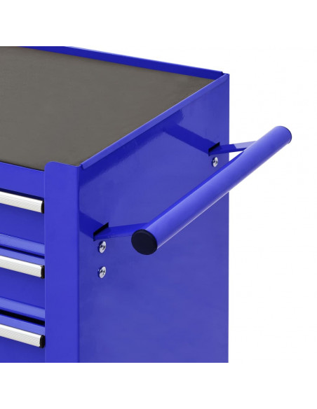 Carrello Portautensili con 4 Cassetti in Acciaio Blu