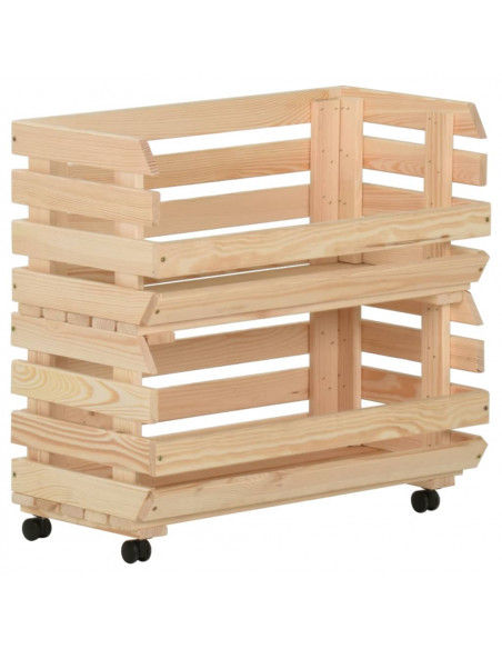 Carrello Portaverdure 57x30x80 cm in Legno Massello di Pino