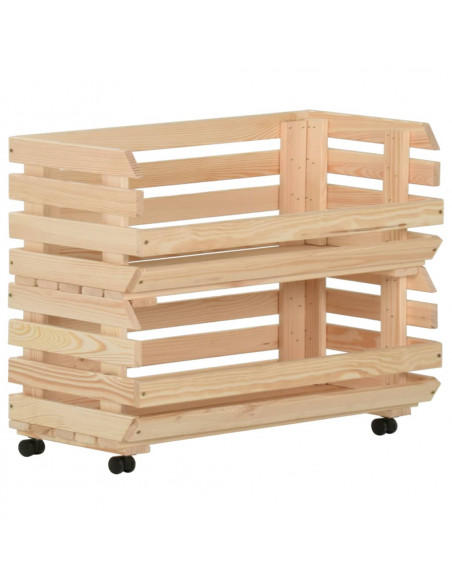Carrello Portaverdure 77x30x80 cm in Legno Massello di Pino