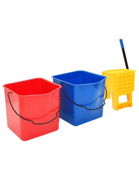 Carrello Pulizie con Secchi e Strizzatoio PP e Acciaio Cromato