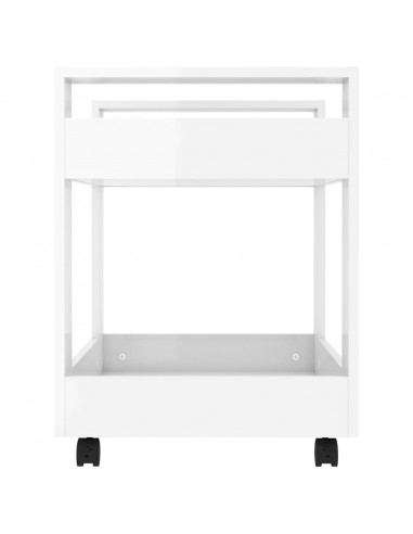 Carrello Scrivania bianco lucido 60x45x60 cm Legno Multistrato