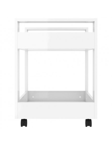 Carrello Scrivania bianco lucido 60x45x60 cm Legno Multistrato