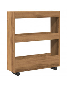 Carrello Stretto a 3 Livelli Rovere Artigianale in Truciolato