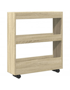 Carrello Stretto a 3 Livelli Rovere Sonoma in Truciolato