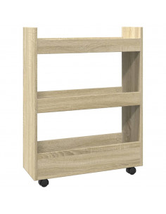 Carrello Stretto a 3 Livelli Rovere Sonoma in Truciolato
