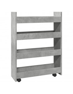Carrello Stretto a 4 Livelli Grigio Cemento in Truciolato