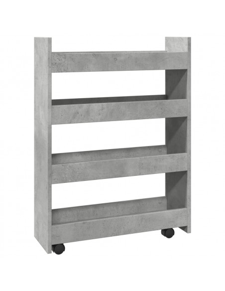 Carrello Stretto a 4 Livelli Grigio Cemento in Truciolato