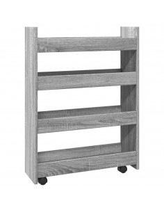 Carrello Stretto a 4 Livelli Grigio Sonoma in Truciolato