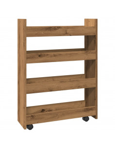 Carrello Stretto a 4 Livelli Rovere Artigianale in Truciolato