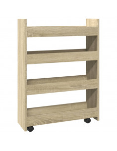 Carrello Stretto a 4 Livelli Rovere Sonoma in Truciolato