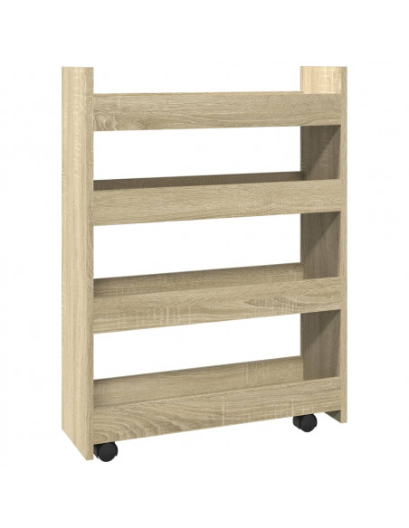 Carrello Stretto a 4 Livelli Rovere Sonoma in Truciolato