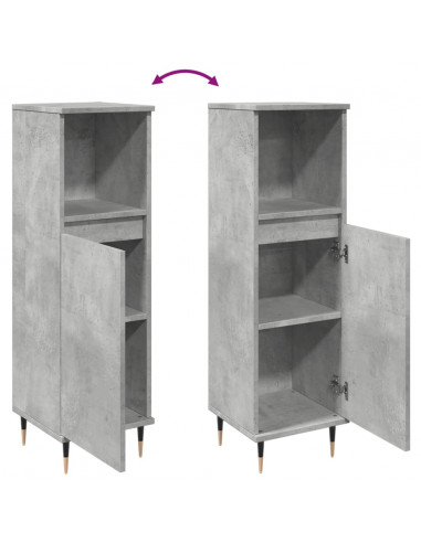 Armadietto da Bagno Grigio Cemento 30x30x100 cm in Truciolato