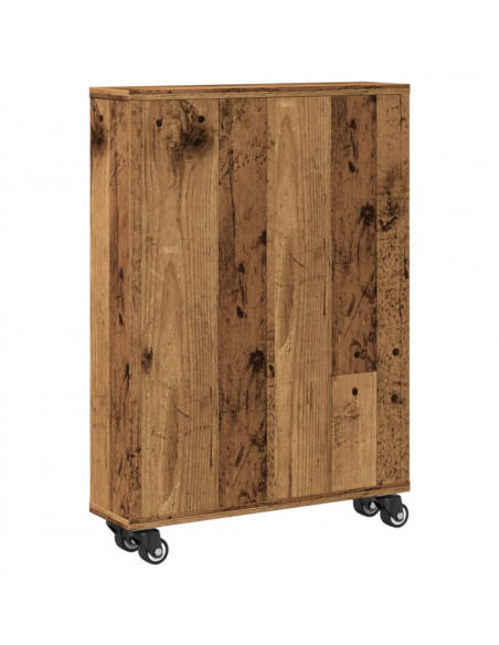 Carrello Stretto Legno Vecchio 48x13x68 cm in Truciolato