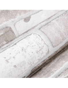 Carta da Parati 3D Motivo a Mattoni Grigia