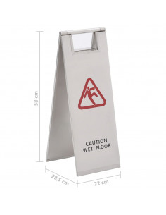 Cartello Pieghevole Pavimento Bagnato in Acciaio Inox