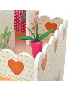 Casa delle Bambole a 3 Piani in Legno 60x30x90 cm