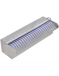Cascata per Laghetto Rettangolare con LED in Acciaio Inox 30 cm