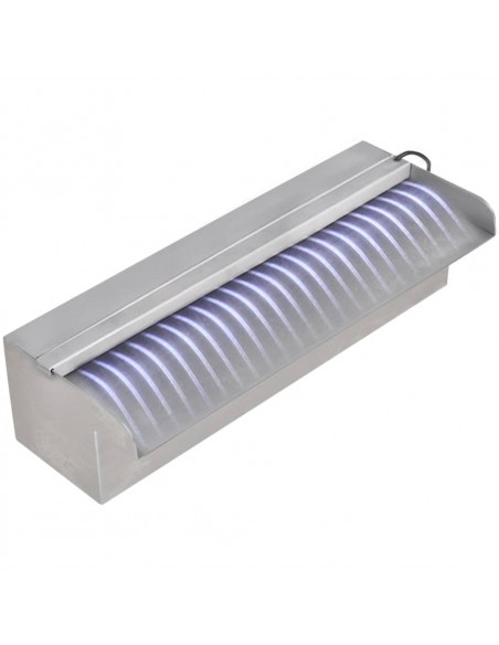 Cascata per Laghetto Rettangolare con LED in Acciaio Inox 30 cm