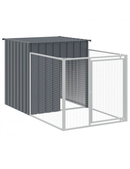 Casetta Cani con Corsa Antracite 110x1017x110cm Acciaio Zincato