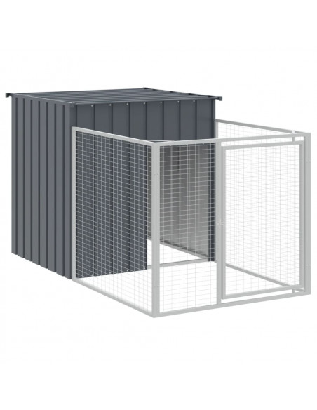 Casetta Cani con Corsa Antracite 110x1221x110cm Acciaio Zincato