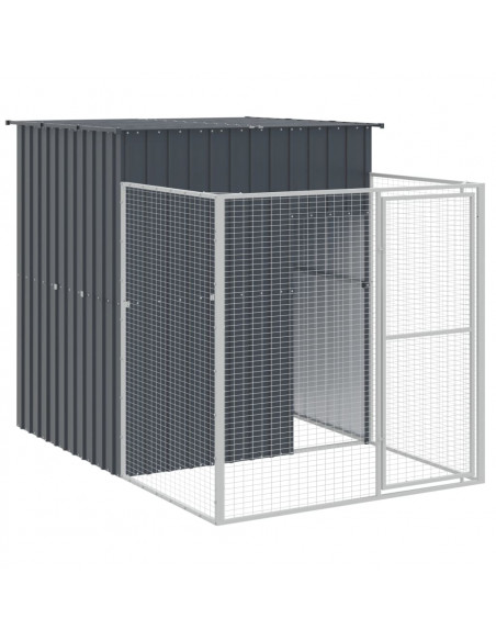 Casetta Cani con Corsa Antracite 165x1067x181cm Acciaio Zincato