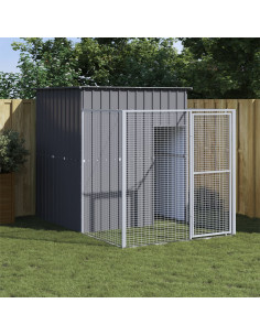 Casetta Cani con Corsa Antracite 165x251x181 cm Acciaio Zincato