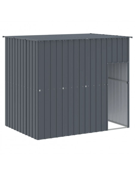 Casetta Cani con Corsa Antracite 214x1069x181cm Acciaio Zincato