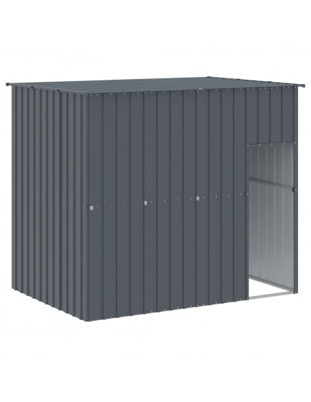 Casetta Cani con Corsa Antracite 214x457x181 cm Acciaio Zincato