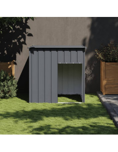 Casetta Cani con Tetto Antracite 110x103x109 cm Acciaio Zincato